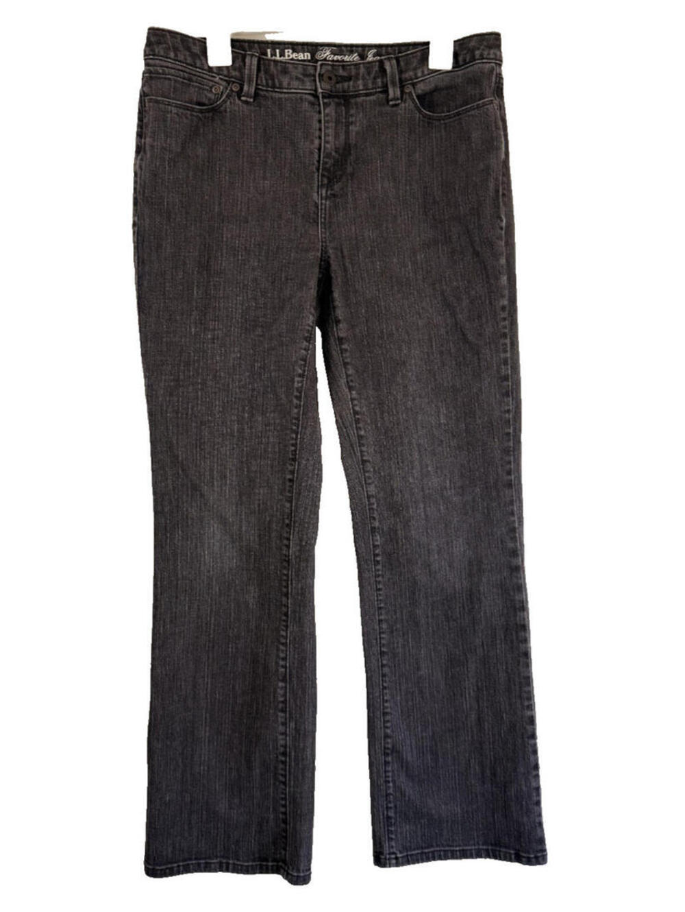 LL Bean Womens Favorite Fit Jeans Size 12 M/T Black Denim Straight Leg